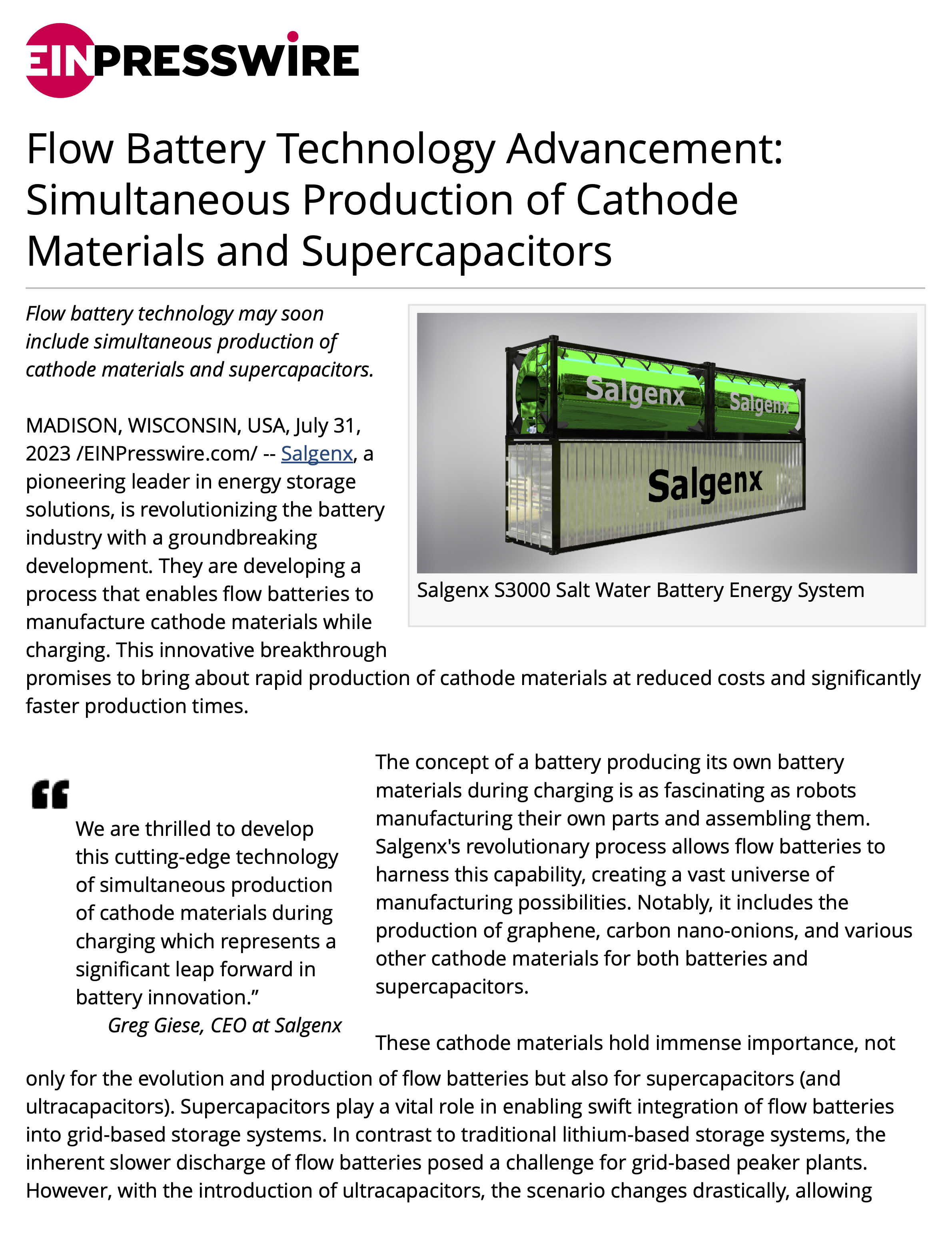 Flow Battery Technology Advancement: Simultaneous Production of Cathode Materials and Supercapacitors